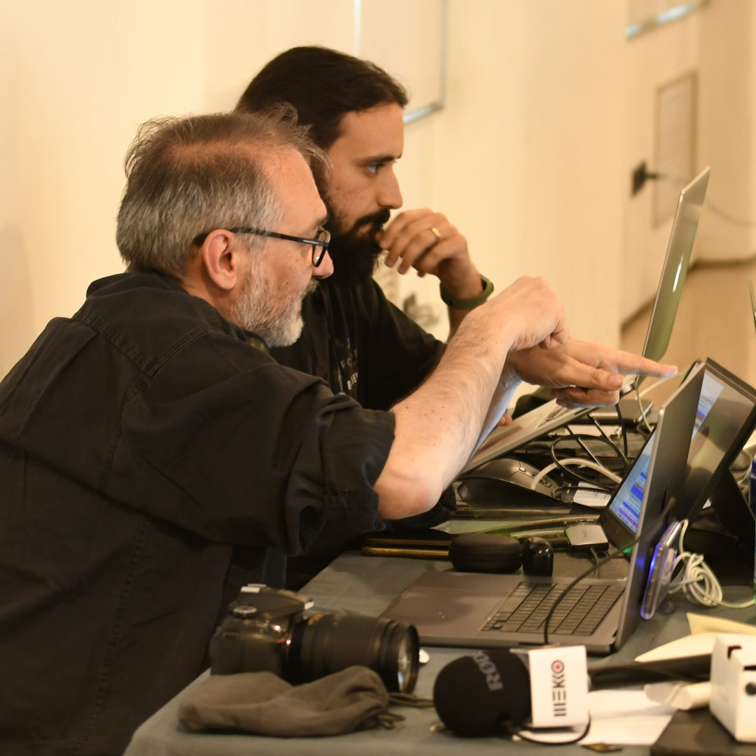La regia attrezzata in sala stampa allo stadio di San Siro